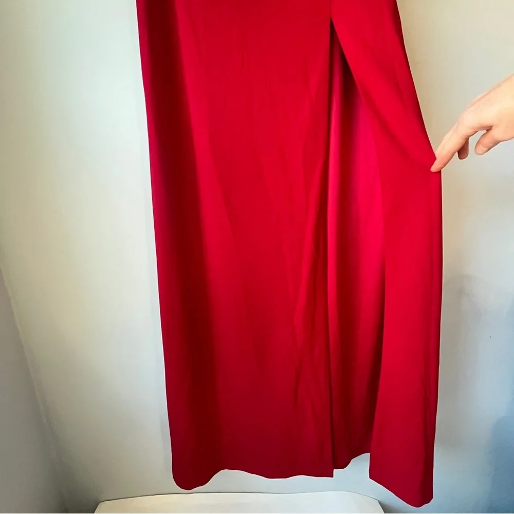 Lulu's Asymmetrical Halter Neck Red Maxi Dress - Picture 6 of 9